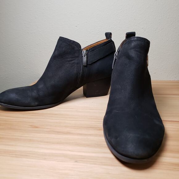 Franco Sarto Women's 10 Garfield Black Suede Western Booties Buckle Ankle Witchy - Picture 5 of 8